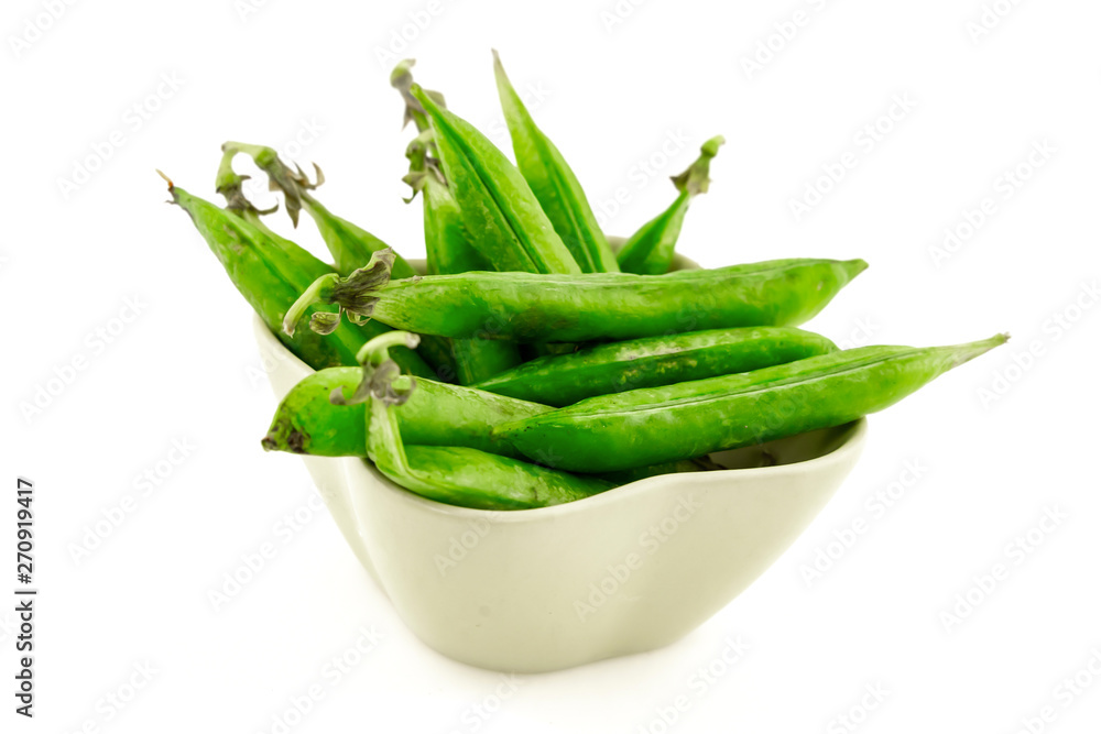 set pod green pea bean vegetable ceramic bowl on white background farmer crop design set pod green pea bean vegetable ceramic bowl on white background farmer crop design