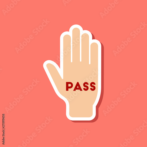 paper sticker on stylish background hand pass