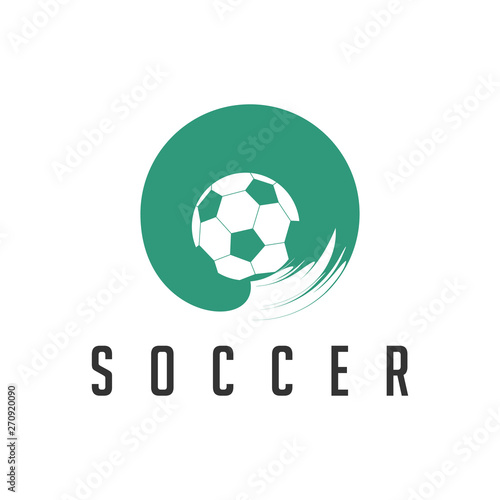 Picture of a soccer ball, with abstract circles rotating around it.
