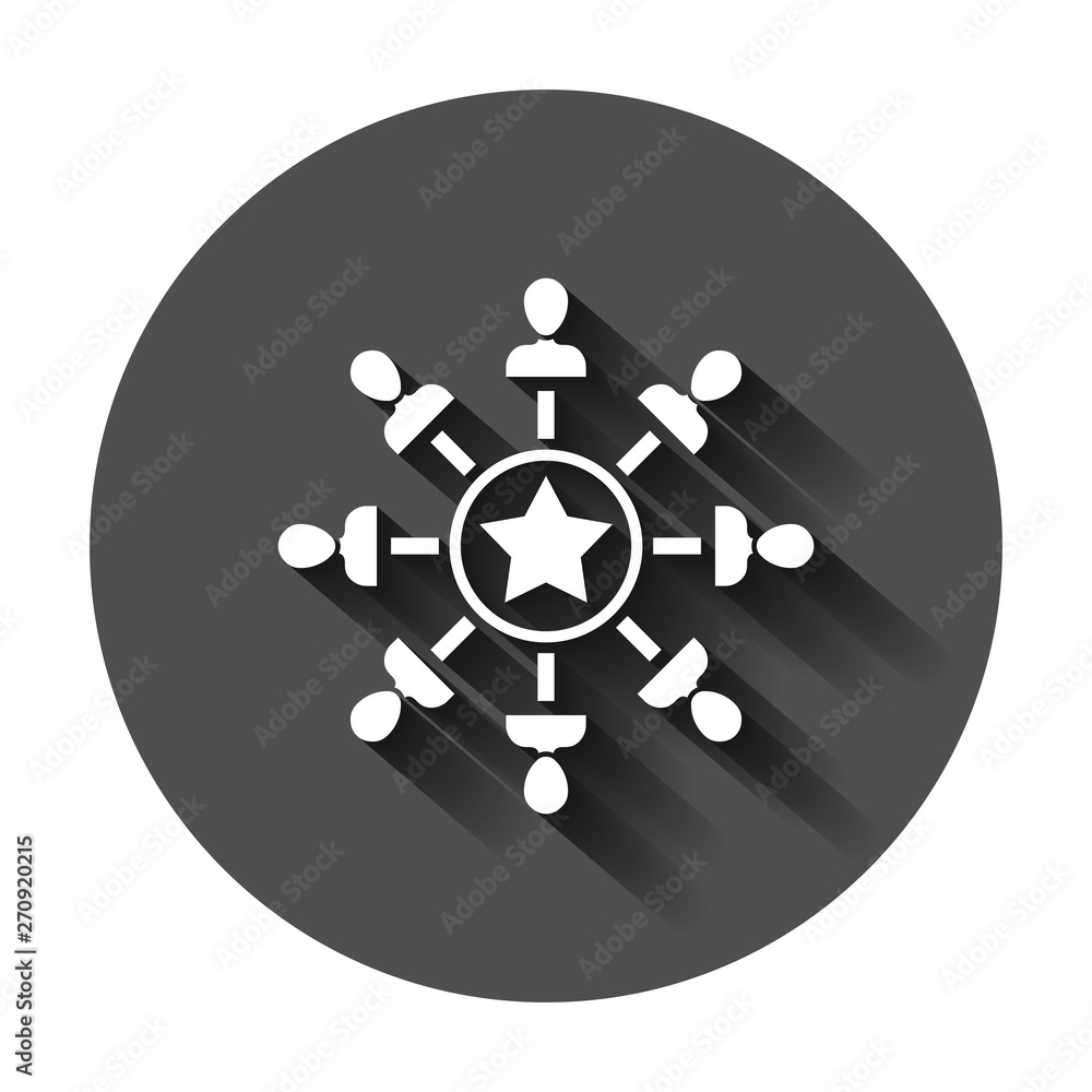 Mind awareness icon in flat style. Idea human vector illustration on black round background with long shadow. Customer brain business concept. Mind awareness icon in flat style. Idea human vector illustration on black round background with long shadow. Customer brain business concept.