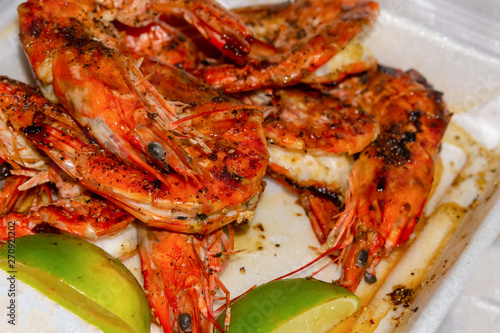 grilled argentinian king prawns seasoned whole seafood delicacy
