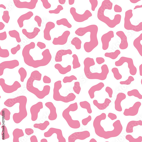 Seamless pattern of fashionable pink leopeard, cheetah spots.