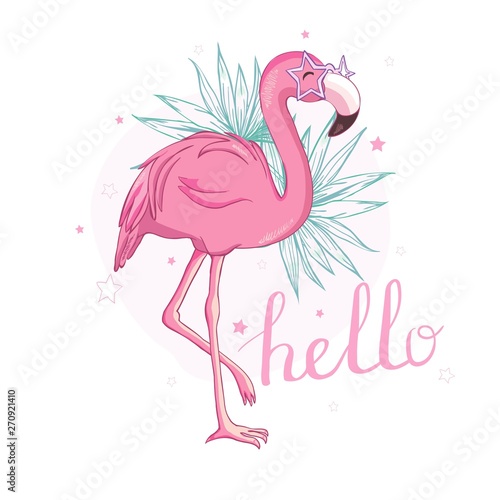 Flamingo bird illustration design on background