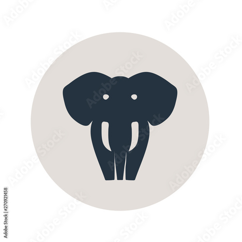 Icono plano silueta elefante en círculo color gris