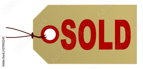 Sold Tag On White