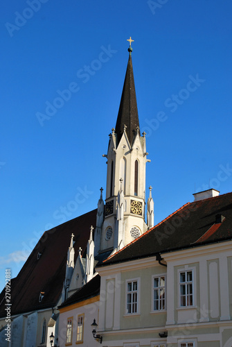 The Stadtpfarrkirche in the historical city center in Melk, Lower Austria, Austria