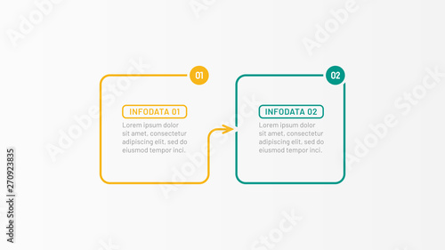 Business process step design template. Timeline infographic with 2 options, arrows. Vector thin line elements for presentation.
