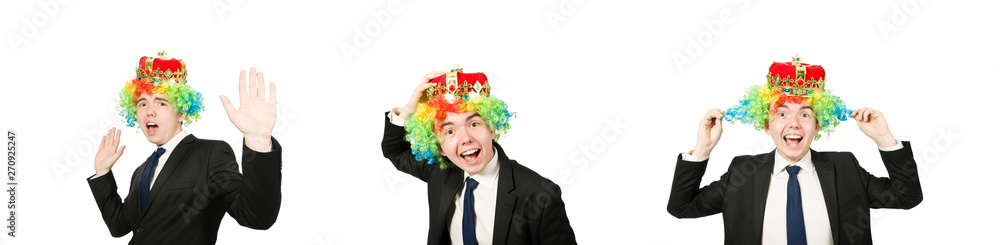 Funny clown businessman isolated on white Funny clown businessman isolated on white