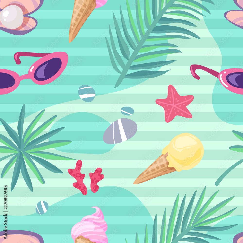 Obraz premium Summer holiday items seamless pattern
