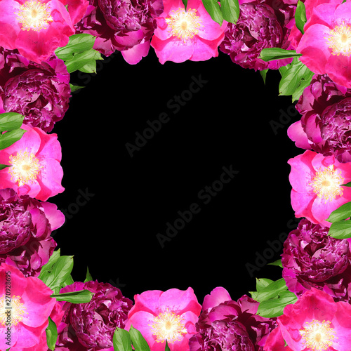 Wallpaper Mural Beautiful floral background of rose hips and peonies Isolated Torontodigital.ca