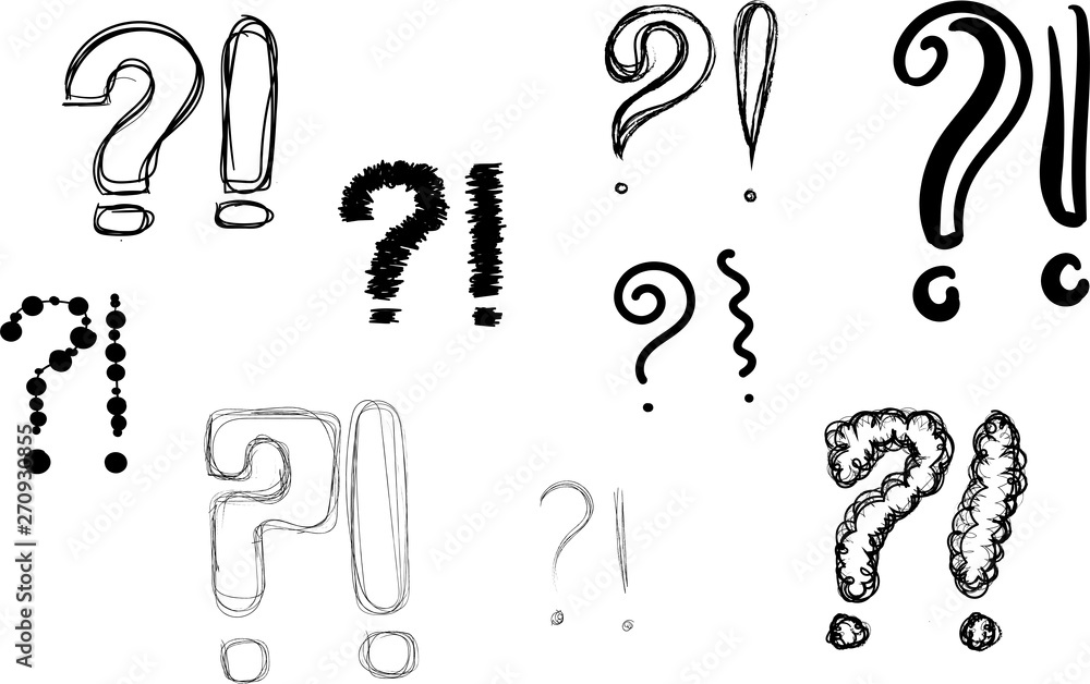 question mark exclamation mark exclamation point q and a sign hand drawing sketches scribbles
