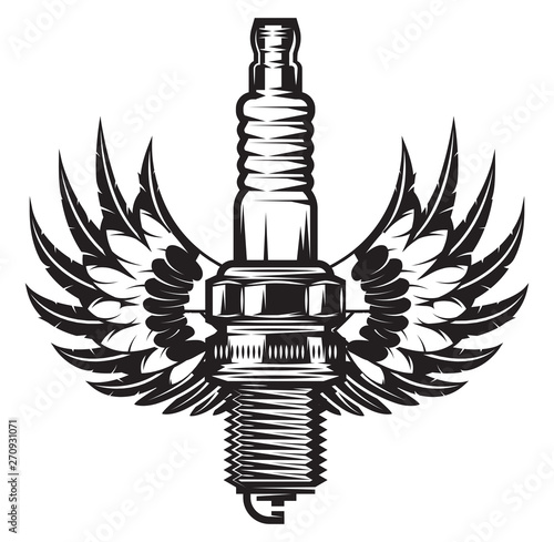 Vector illustration of spark plug with wings