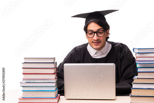 Young handsome student isolated on white 