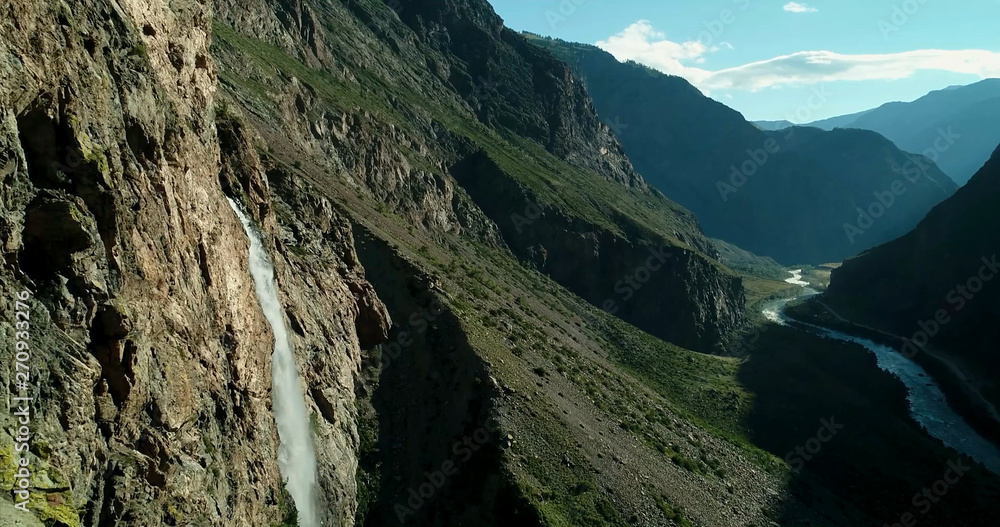 Mountain Altai. Waterfall Beltertuyuk. Upper Katun. There are no people. Mountain Altai. Waterfall Beltertuyuk. Upper Katun. There are no people.