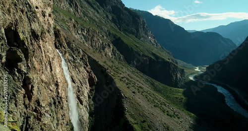 Mountain Altai. Waterfall Beltertuyuk. Upper Katun. There are no people.