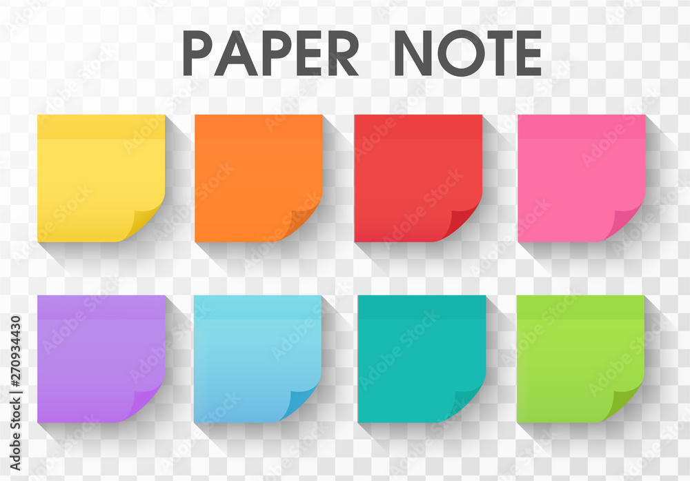 paper note sticker collection with long shadow