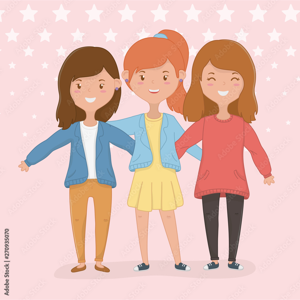 Friendship of girls cartoons design Friendship of girls cartoons design