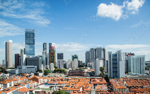 Singapore downtown core area aerial view