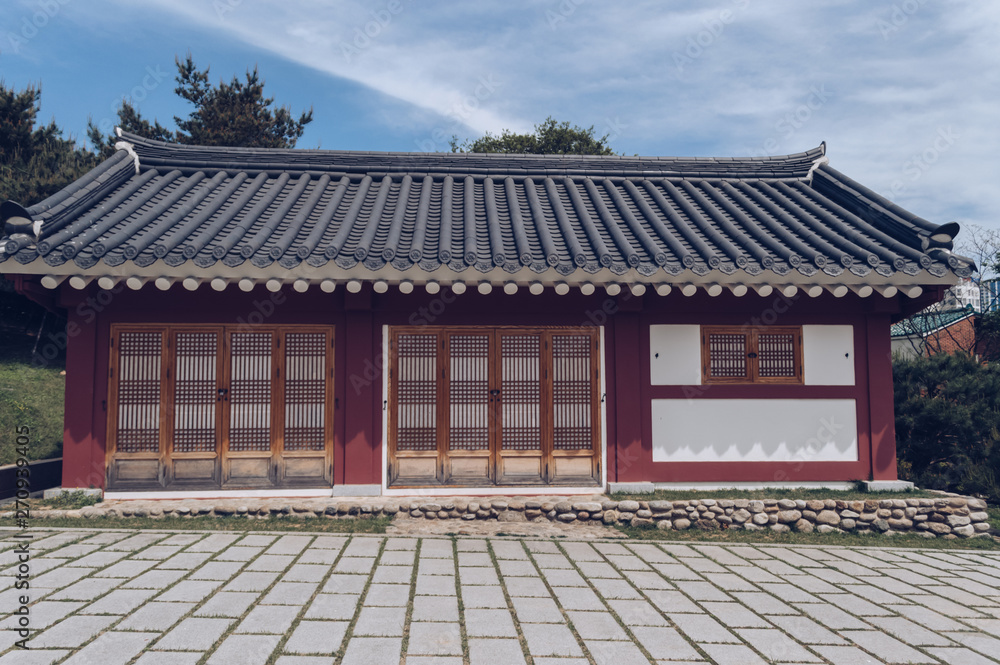 traditional korean building at public park in Busan