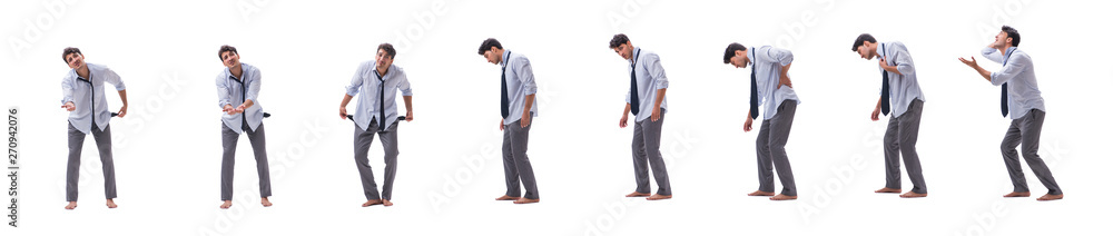 Young barefooted businessman isolated on white Young barefooted businessman isolated on white