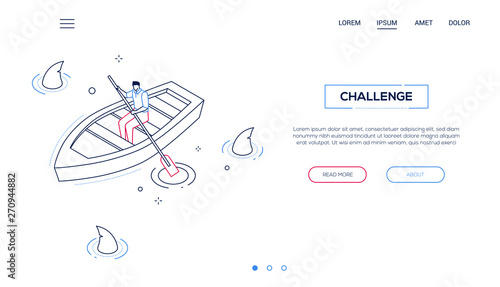 Challenge concept - line design style isometric web banner