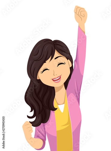 Teen Girl Happy Yes Pose Illustration