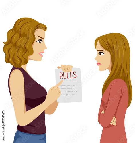 Teen Girl Mom Rules Illustration