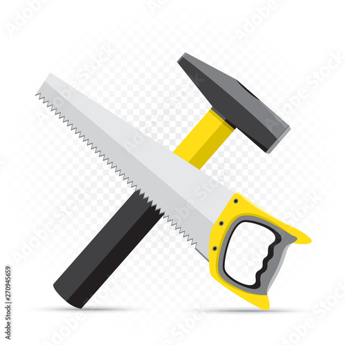 saw and hammer repair icon