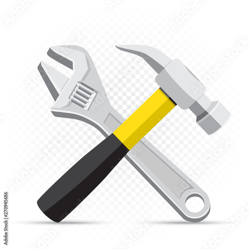wrench and hammer repair icon