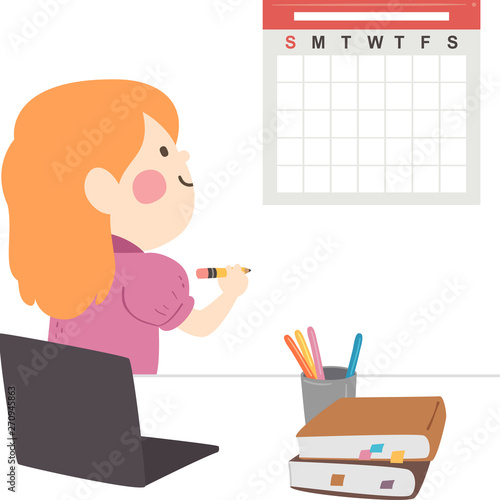 Kid Girl Study Plan Calenda...