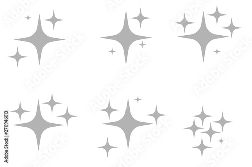 set of twinkling stars on white background