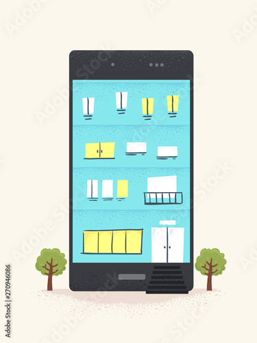 Mobile Phone Building Illus...