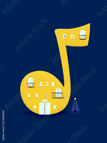 Music Note Building Illustr...