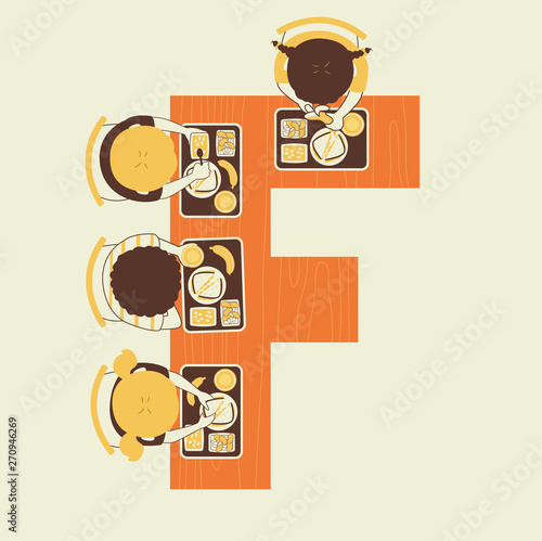 Kids Alphabet School Food Illustration