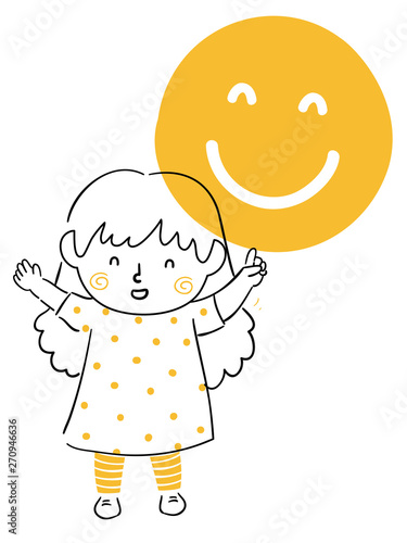 Kid Girl Remind Smile Illustration