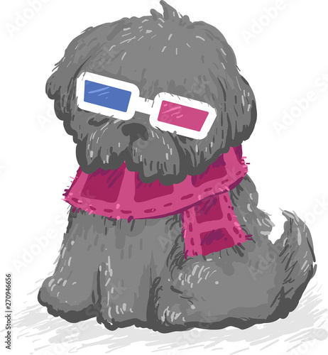 Dog Films Glasses 3D Illust...