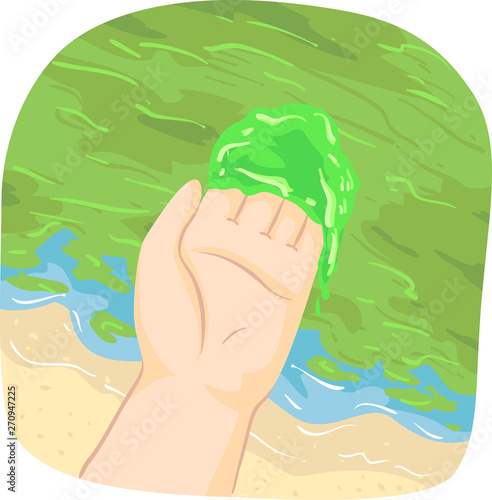 Hand Shore Algal Bloom Illustration
