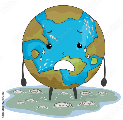 Earth Mascot Fish Kill Illu...