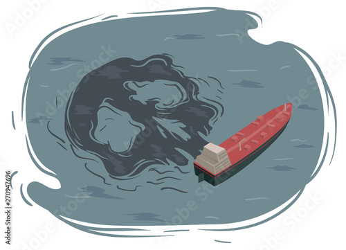 Industrial Impact Oil Spill Illustration