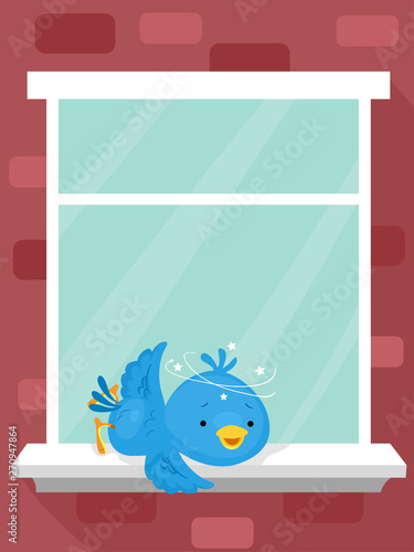 Bird Window Glass Collision Explain Illustration