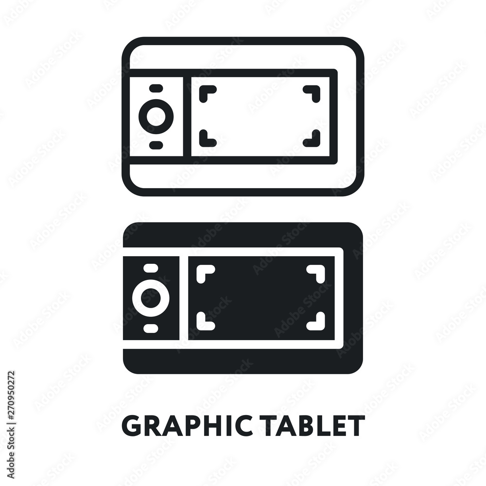 Graphic Tablet. Designer Device for Drawing. Vector Flat Line Stroke Icon. Graphic Tablet. Designer Device for Drawing. Vector Flat Line Stroke Icon.
