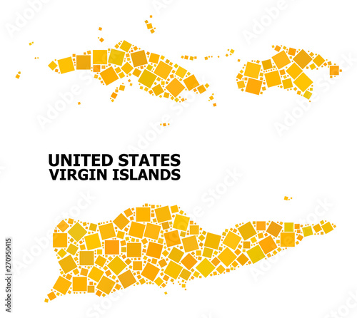 Gold Rotated Square Pattern Map of American Virgin Islands