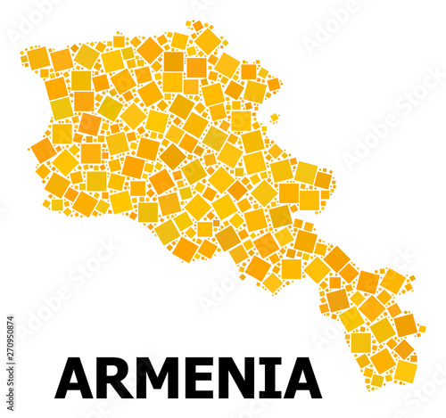 Golden Rotated Square Mosaic Map of Armenia