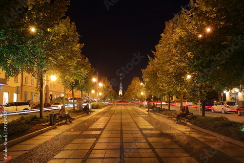 street at night in Czestochowa  Poland  night cityscape