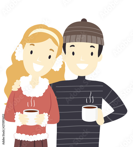 Couple Christmas Hot Choco Illustration