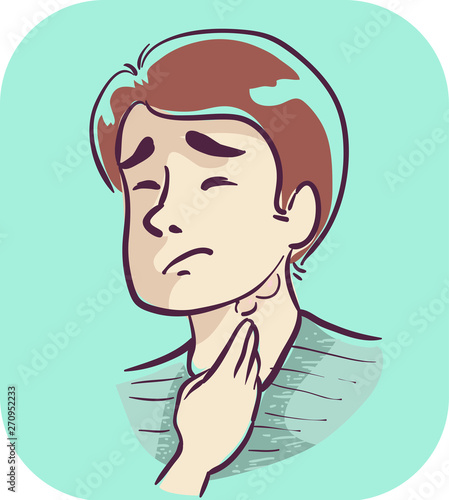 Boy Symptom Swollen Lymph Nodes Illustration