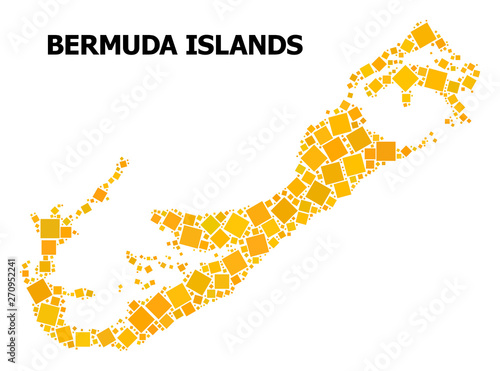 Gold Rotated Square Pattern Map of Bermuda Islands