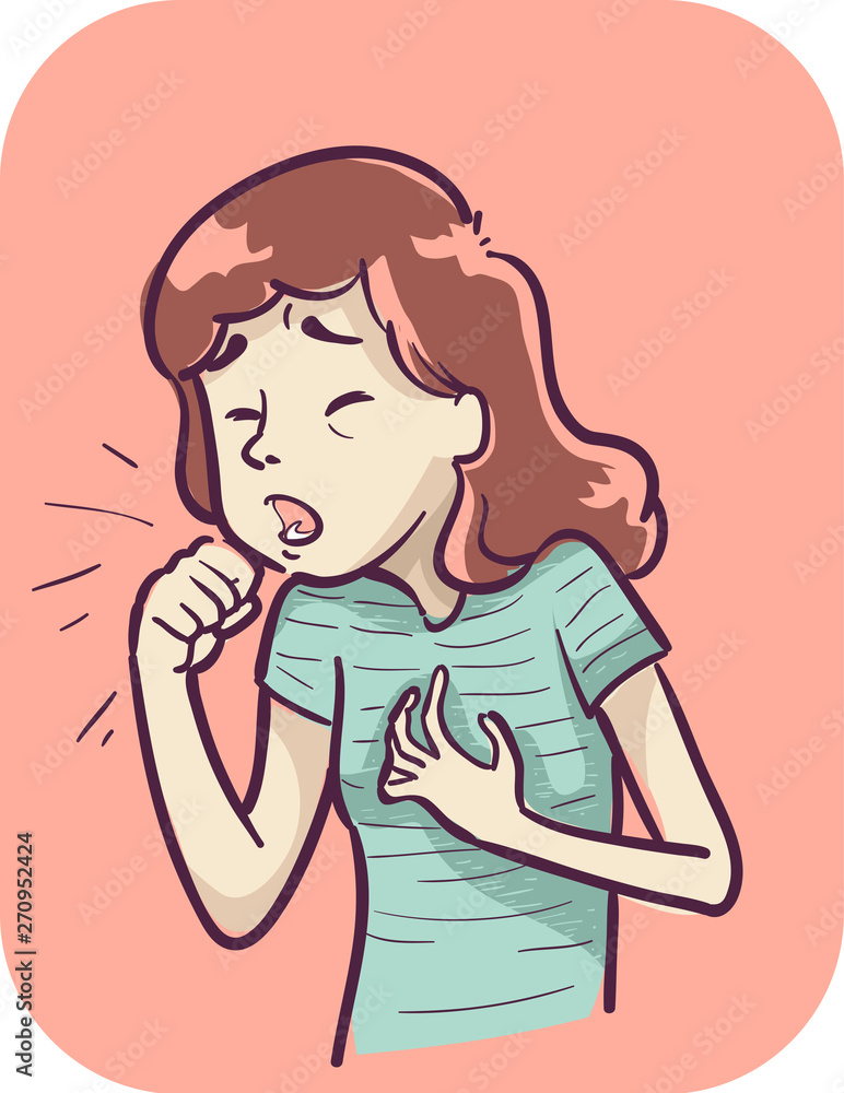 Mark hende Procent Girl Symptom Cough And Shortness Of Breath Stock Vector | Adobe Stock