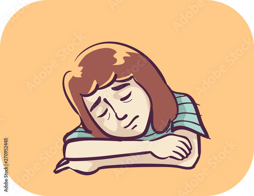 Girl Symptom Fatigue Illust...