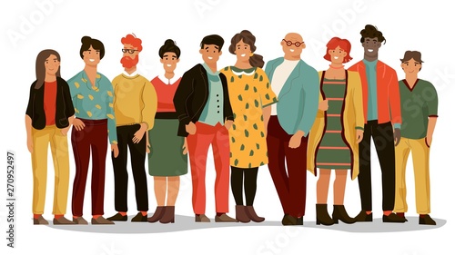 Group of diverse people. Office employee team of young happy men and women, cartoon portraits of workers. Vector male and female smiles people set